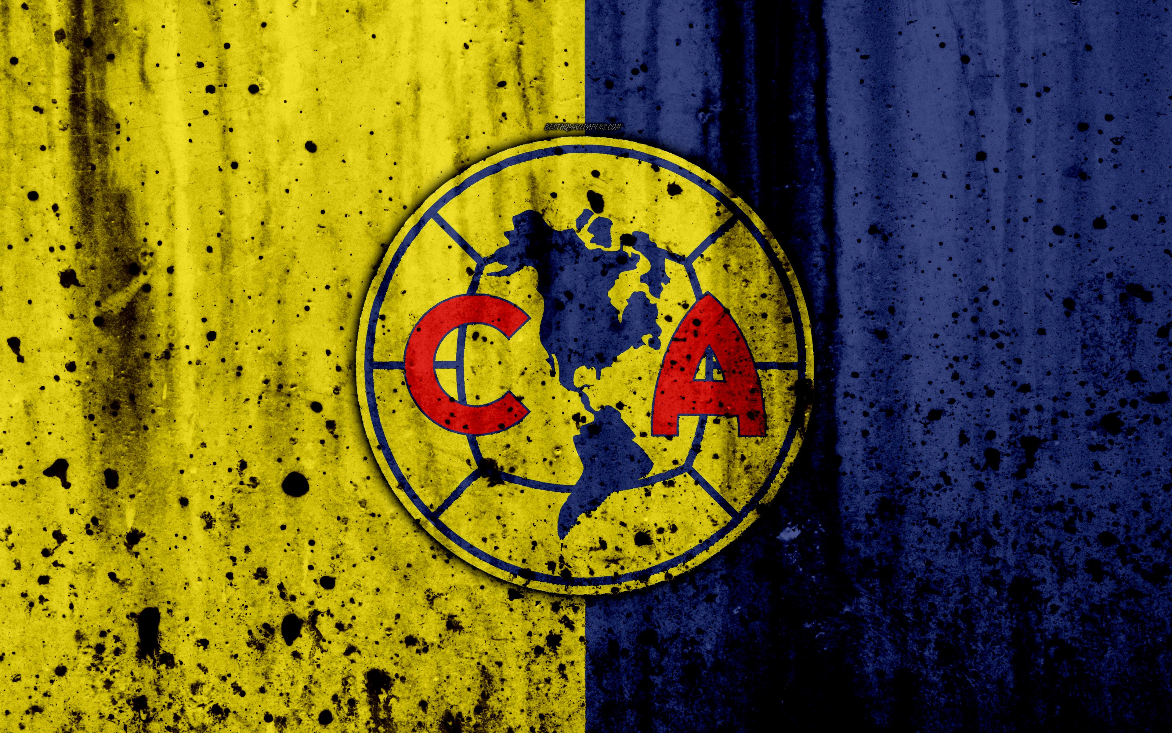 3840x2400 Download wallpaper 4k, FC Club America, grunge, Liga MX, soccer, art, Primera Division, football club, Mexico, Club America, stone texture, Club America FC for desktop with resolution 3840x2400. High Quality HD picture