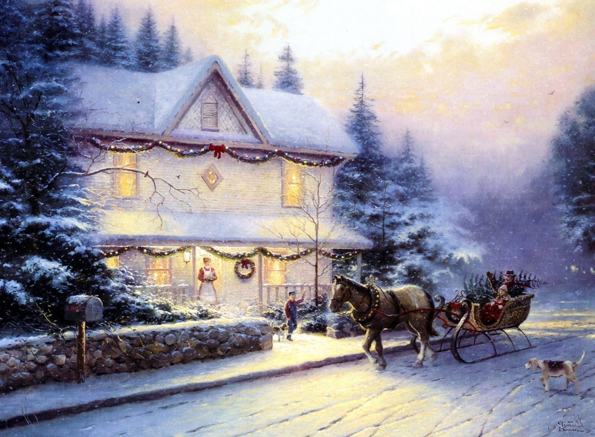 1920x1410 Thomas Kinkade Christmas Wallpaper
