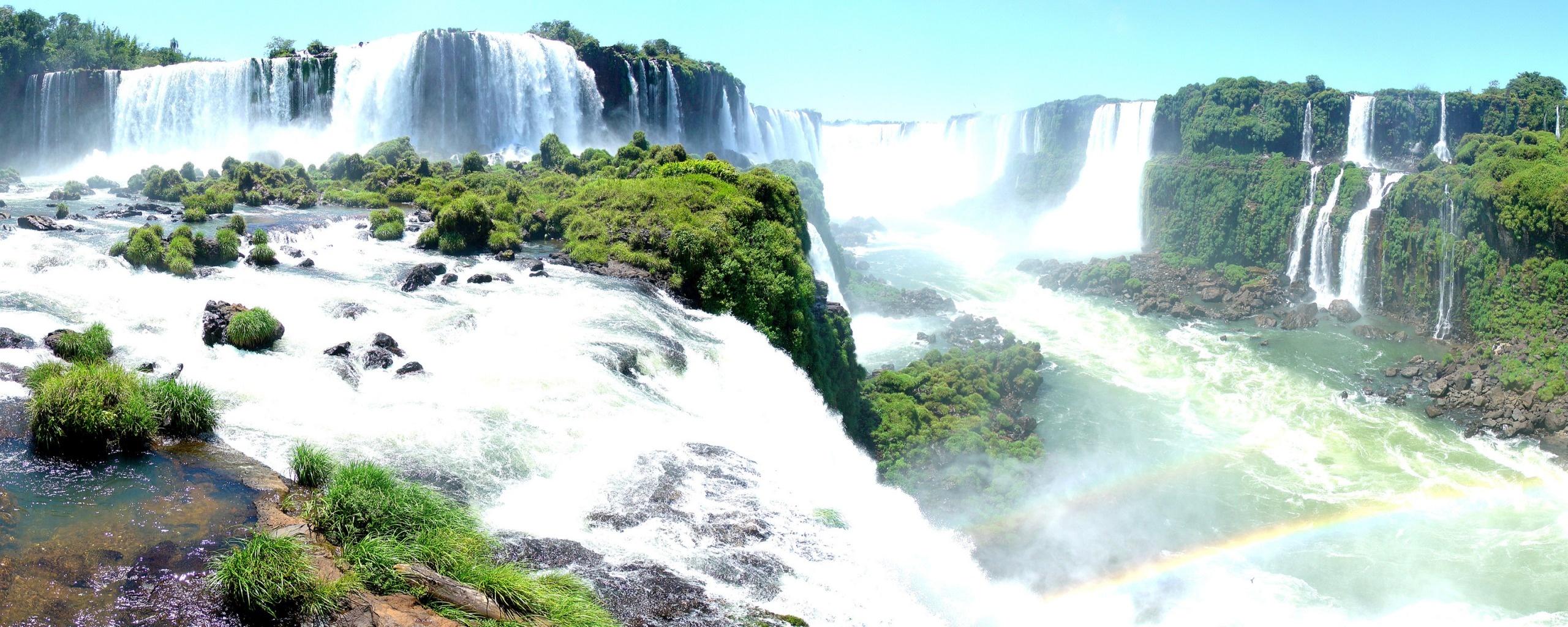 2560x1024 Iguassu Falls Panorama Dual Monitor Wallpaper in jpg format for free download