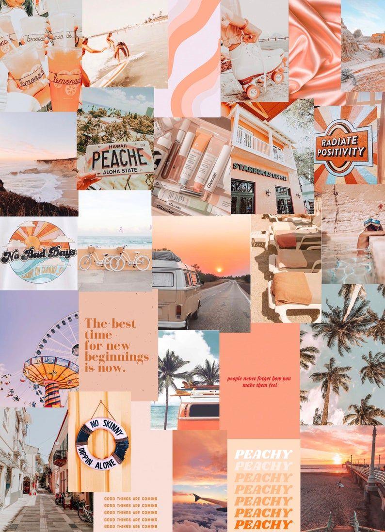 794x1097 Peach Beach photo art collage pack. Watercolor wallpaper iphone, Aesthetic desktop wallpaper, Aesthetic iphone wallpaper