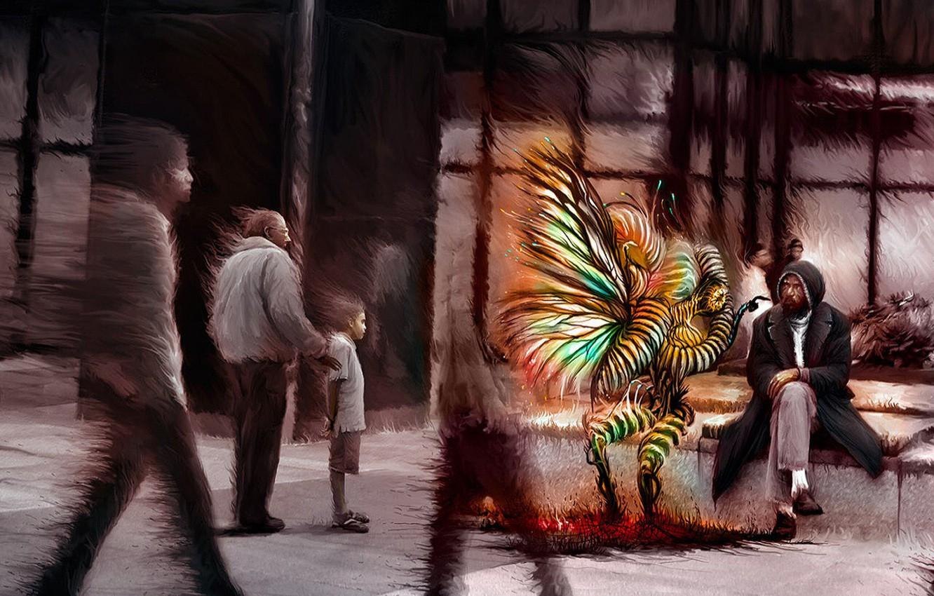 1332x850 Wallpaper fantasy, Figure, homeless, indifference image for desktop, section настроения