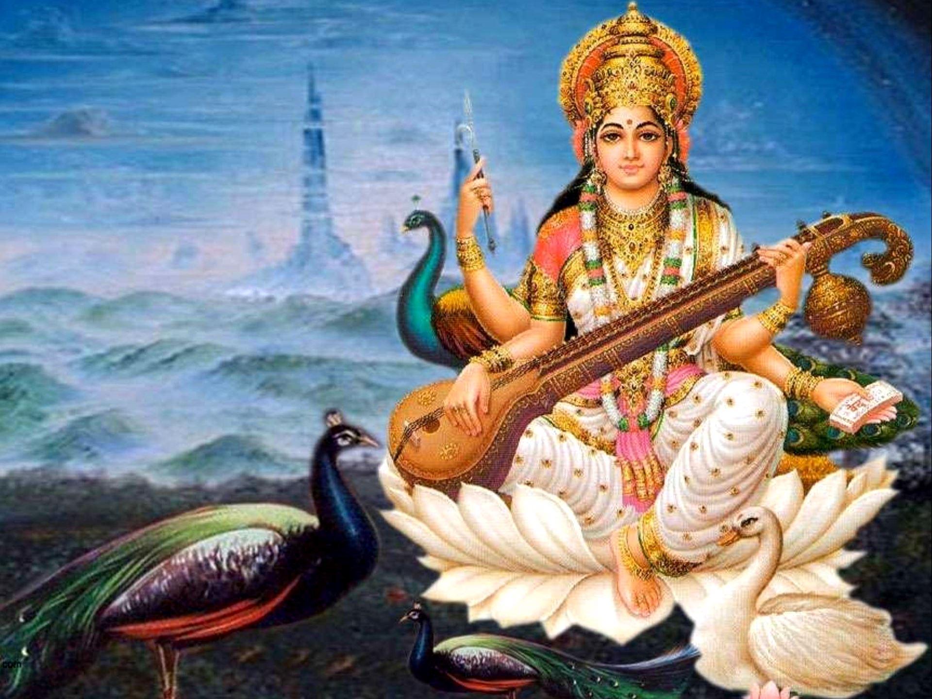 1920x1440 Saraswati Goddess Wallpaper