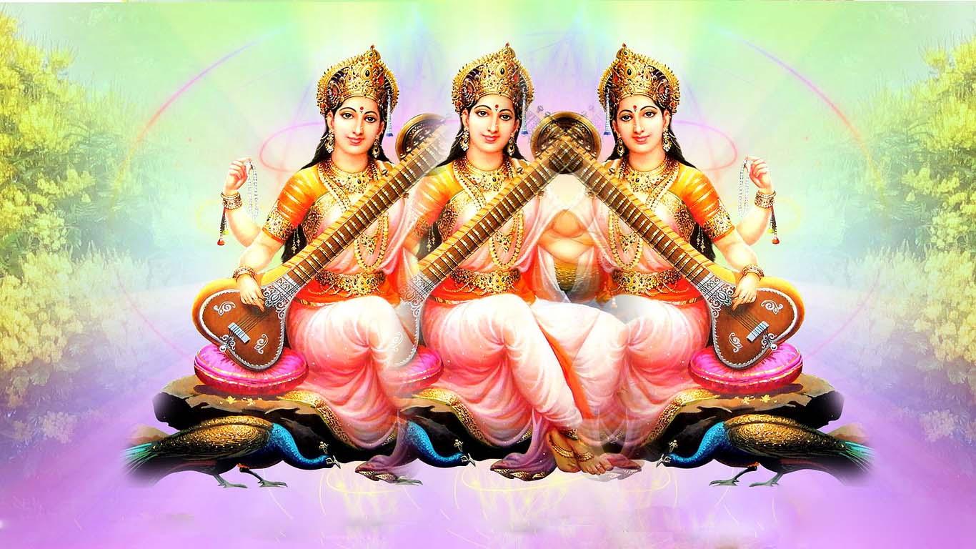 1366x768 Goddess Saraswati Wallpaper For Desktop. Hindu Gods and Goddesses