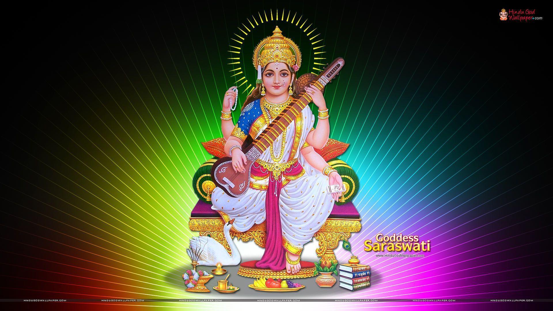 1920x1080 Saraswati Ji Wallpaper