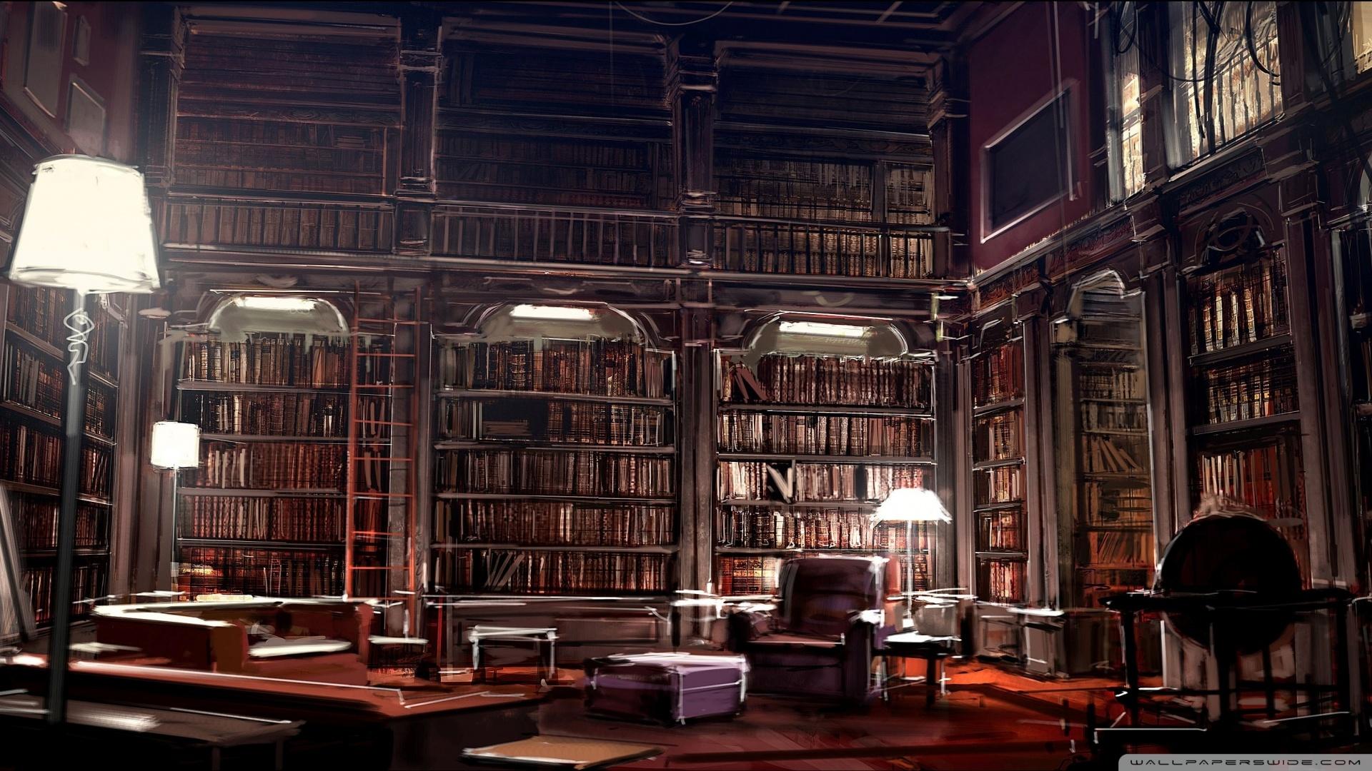 1920x1080 Library Drawing Ultra HD Wallpaper for 4K UHD Widescreen desktop, tablet & smartphone