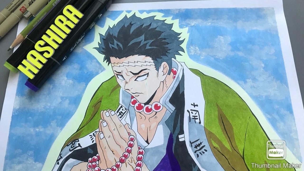 1280x720 Gyomei Himejima Drawing Hashira. Kimetsu no Yaiba
