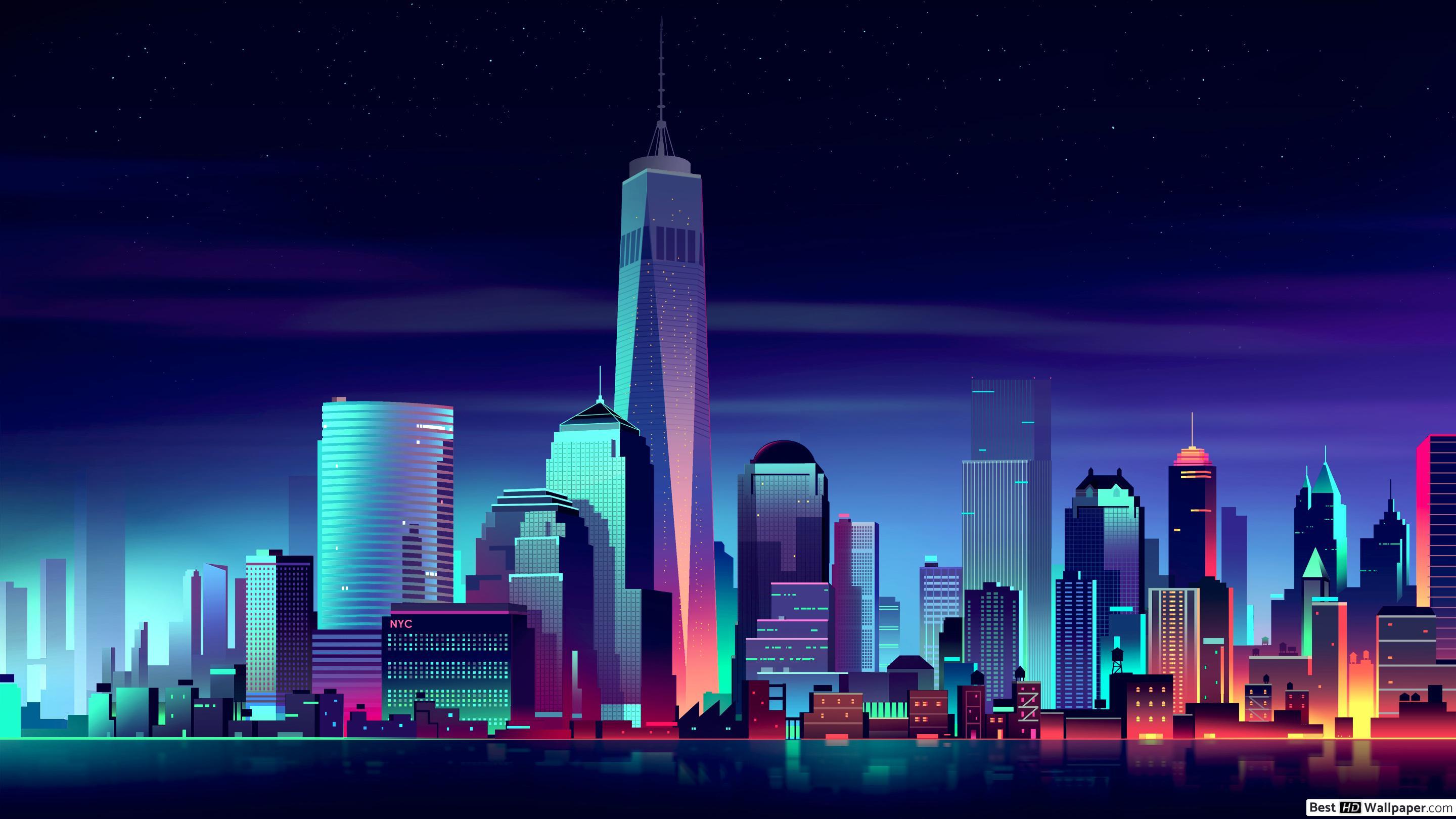 2880x1620 Artistic digital art of New York City HD wallpaper download