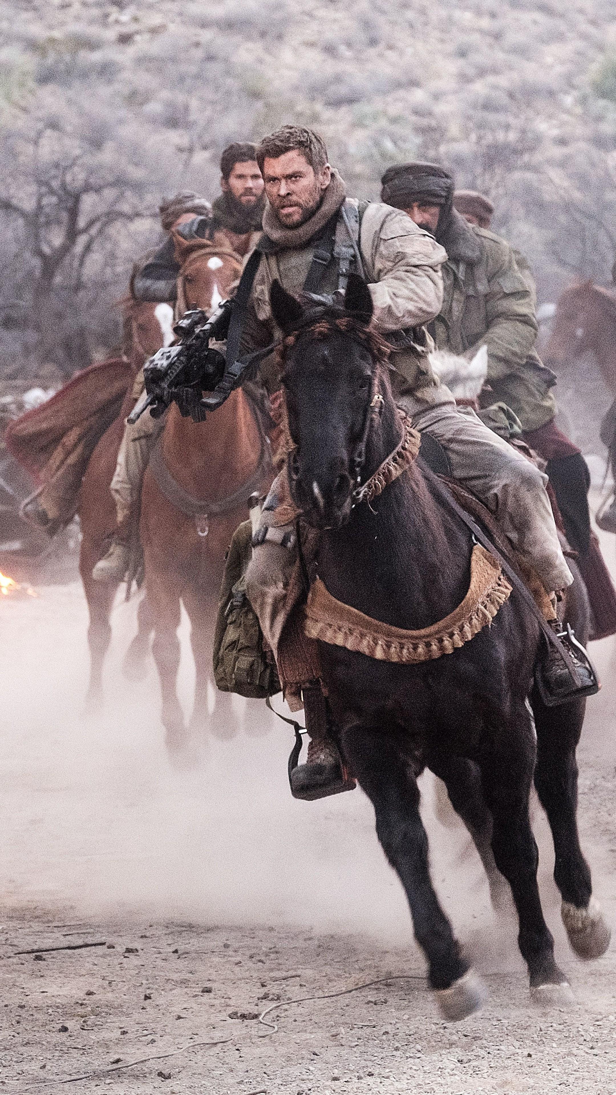 2160x3840 Wallpaper 12 Strong, Chris Hemsworth, horse, 4k, Movies