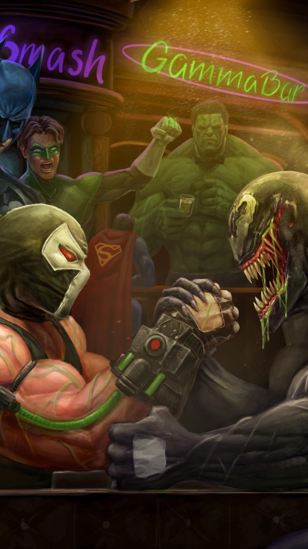 1080x1920 1080x1920 venom, bane, green lantern, deadpool, batman, hulk, spiderman, wolverine, superheroes, hd, artist, artwork, digital art for iPhone 8 wallpaper
