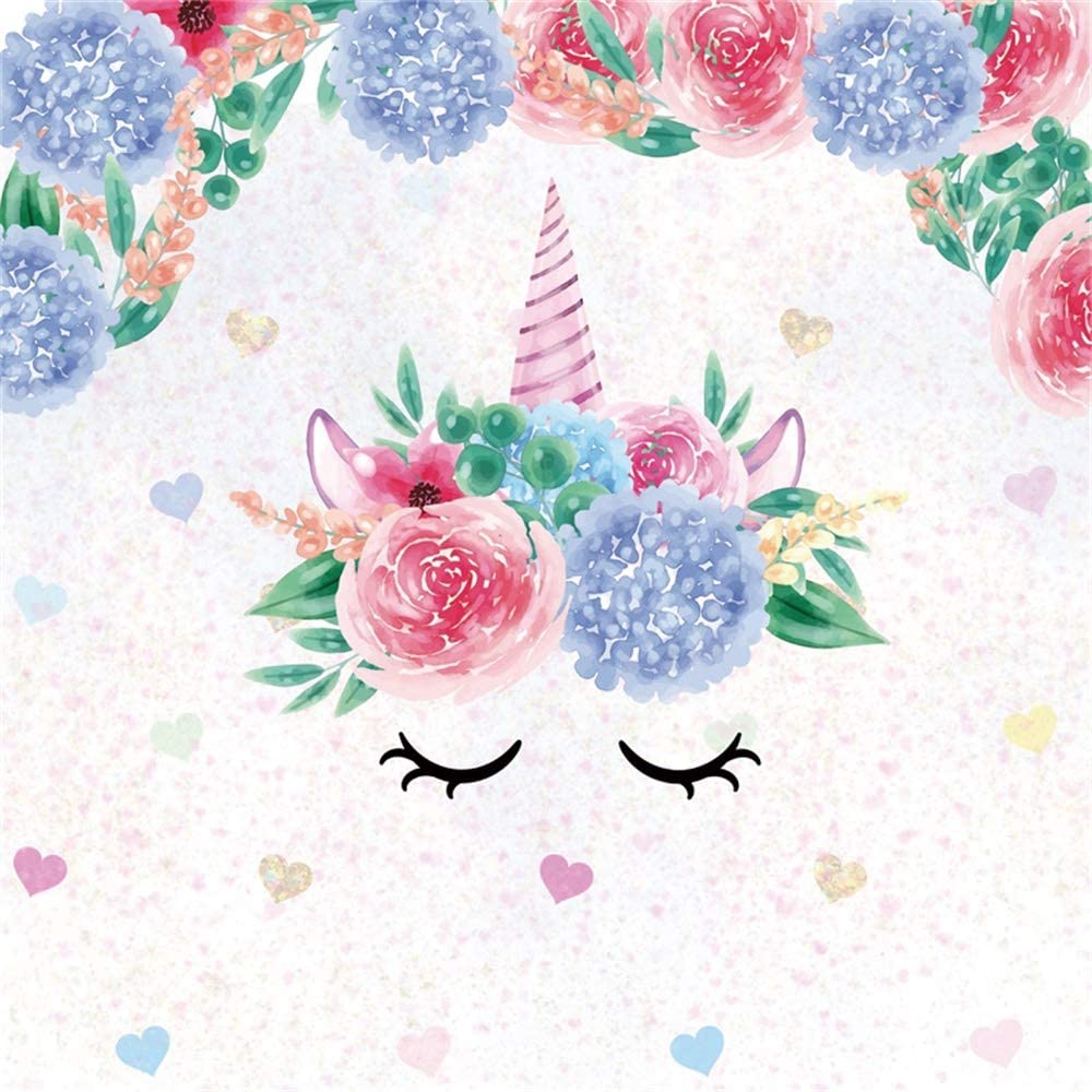 1000x1000 more affordable : AOFOTO 6X6ft Unicorn Backdrop for Girls Birthday Flowers Banner Garland Unicorn Head Baby Shower Decorations Little Princess Baby Girl 1st 2nd 5th Bday Party Decor Photo Studio Props Vinyl