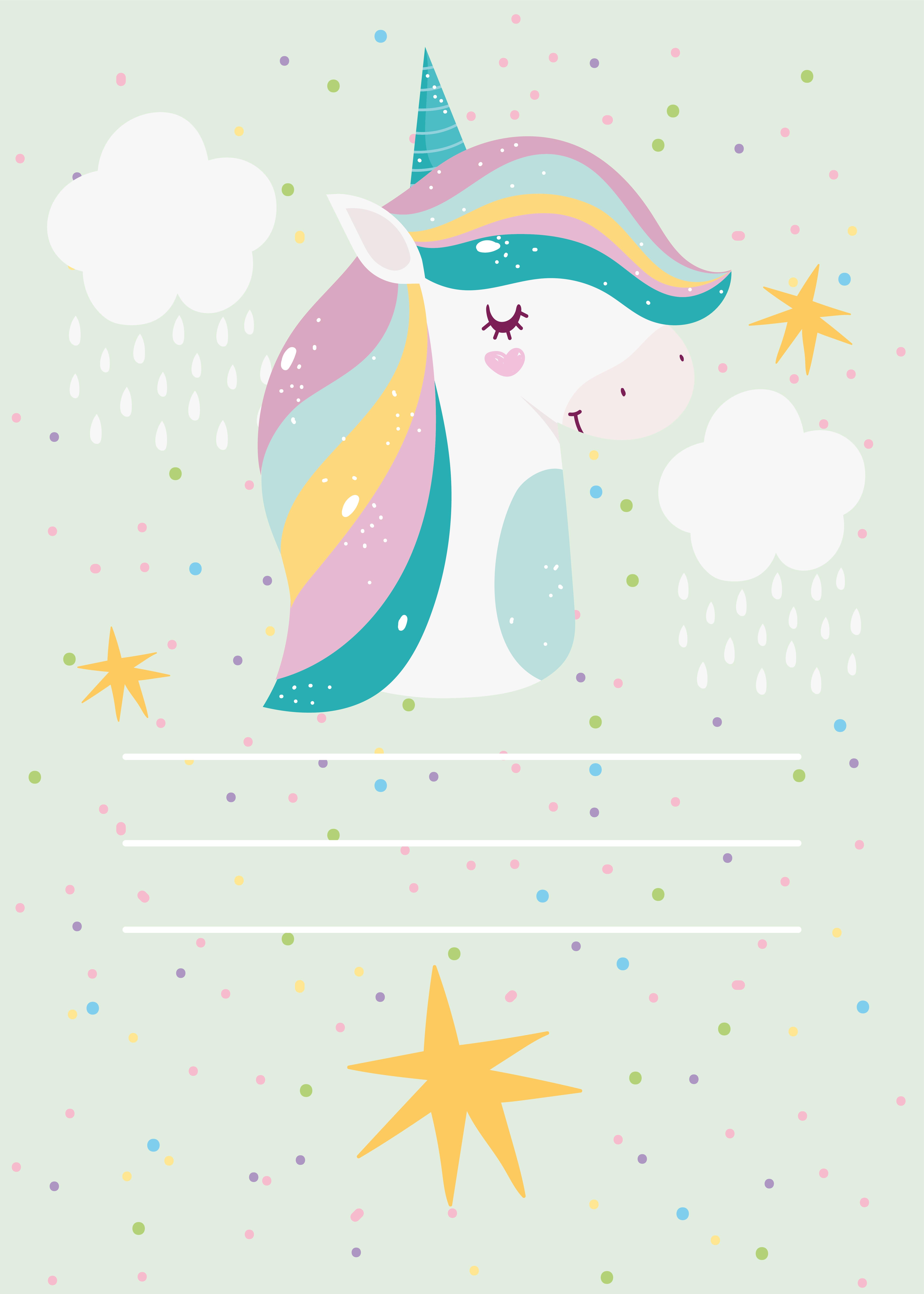 5308x7431 Writing paper with magic unicorn head