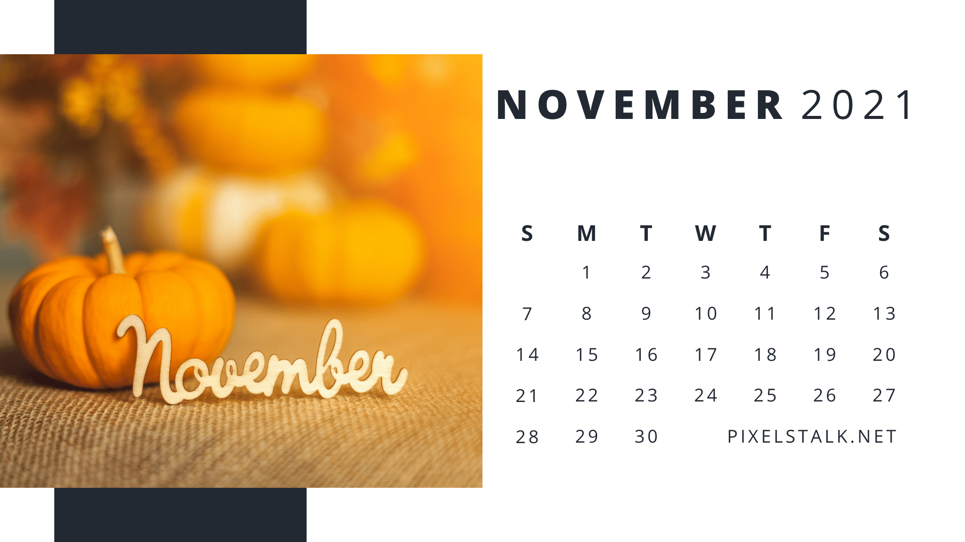 1920x1080 November 2021 Calendar Wallpaper