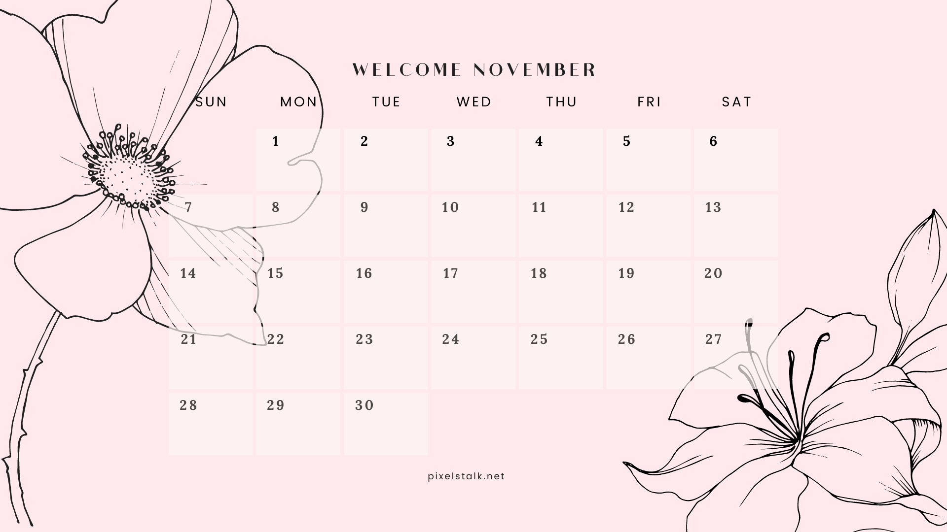 1920x1080 November 2021 Calendar Wallpaper