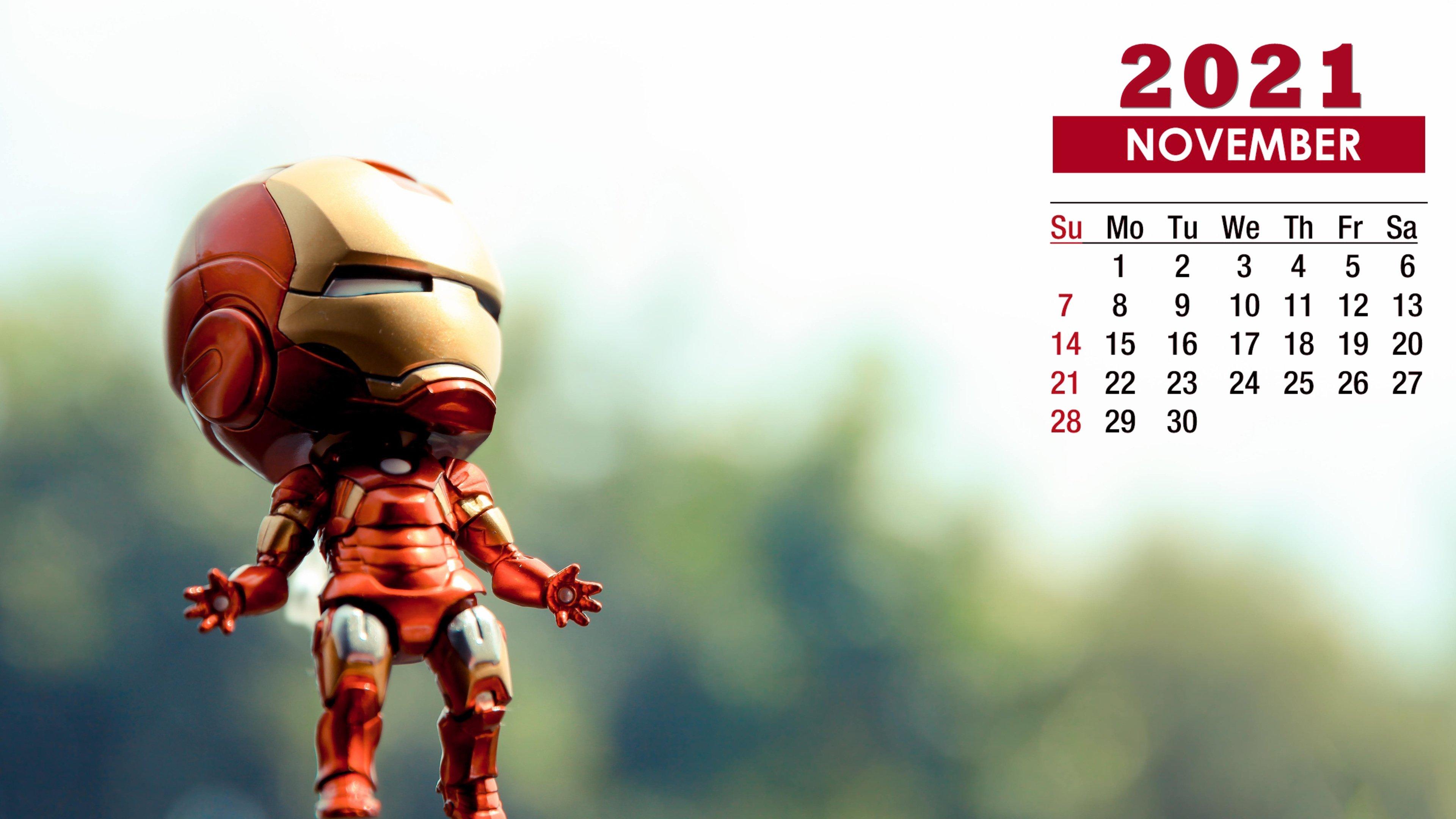 3840x2160 November 2021 Calendar Iron Man Wallpaper 72319