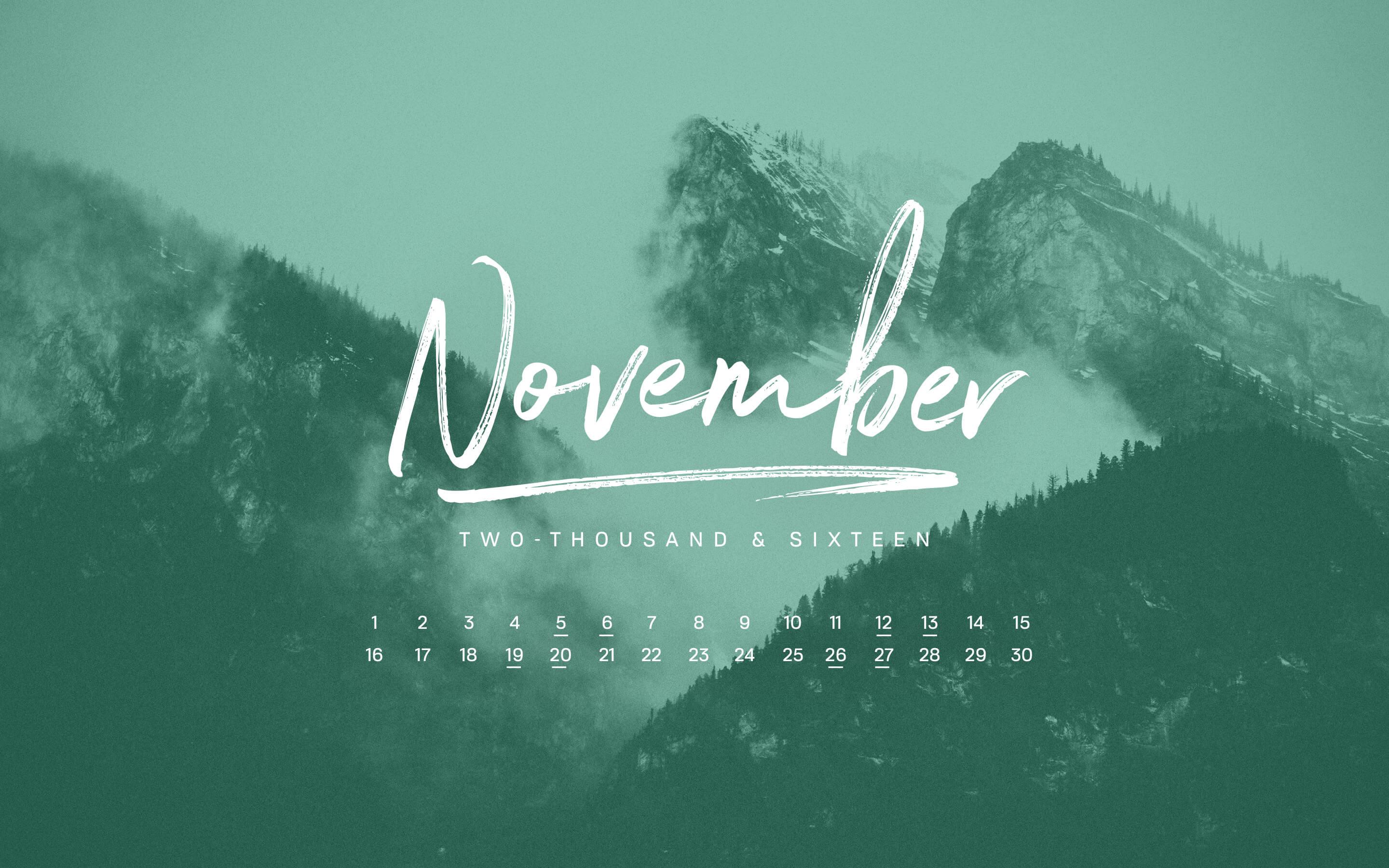 2880x1800 November 2016 Desktop Calendar Wallpaper