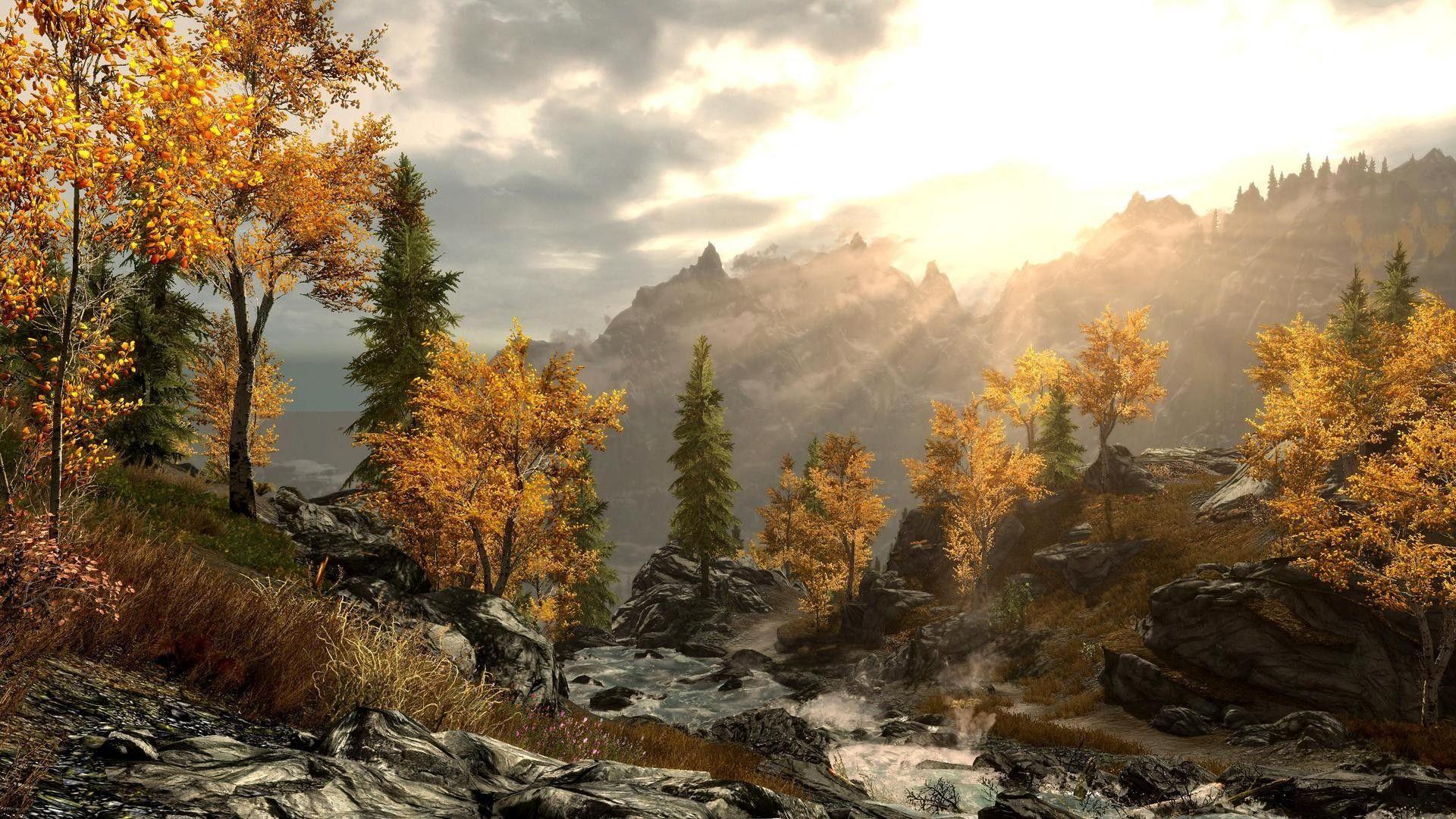 1920x1080 Mountains: Landscape Unbelievably Beautiful Stream Autumn Rocks