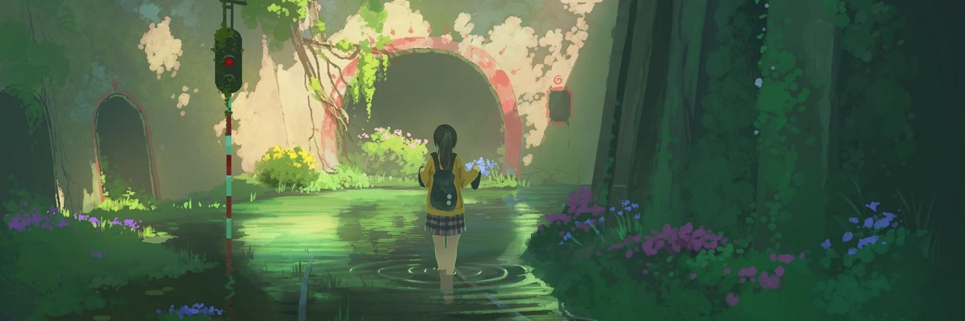 1920x640 Meditation Anime Wallpaper
