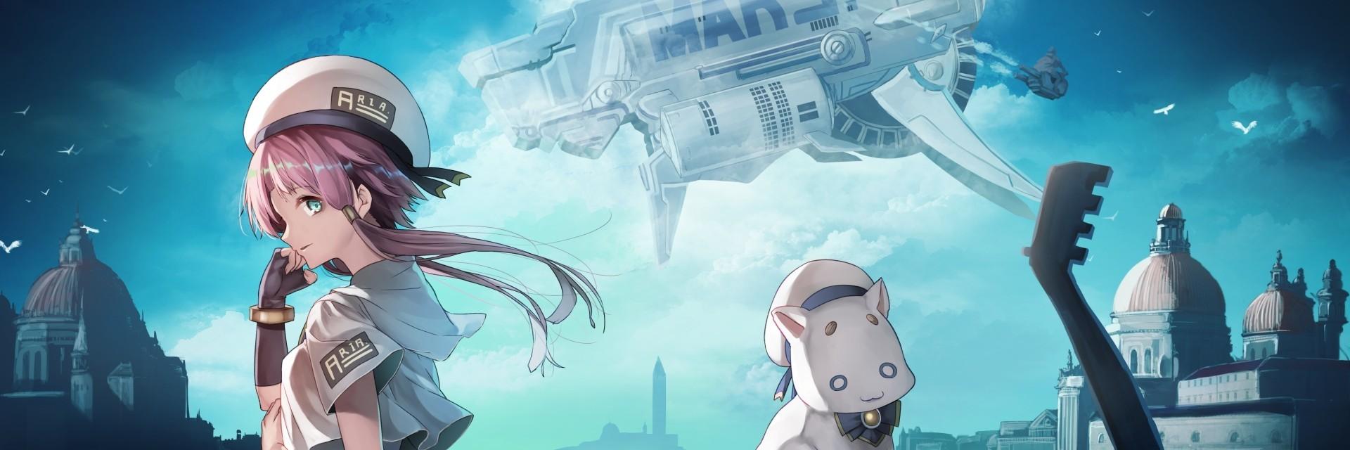 1920x640 Aria, Mizunashi Akari, Pokoteng Aria, Pink Hair, Profile