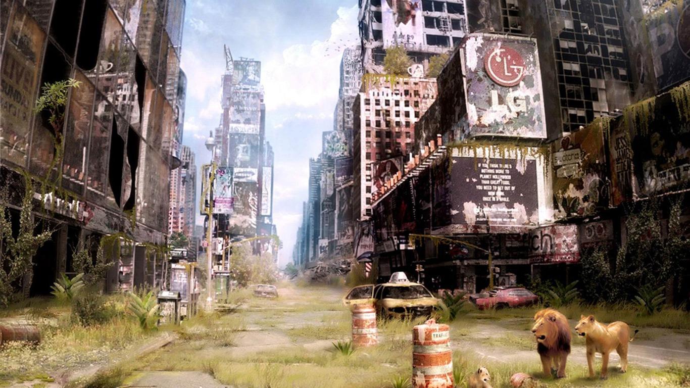 1366x768 Abandoned Times Square In New York Aftermath World Square Abandoned New York