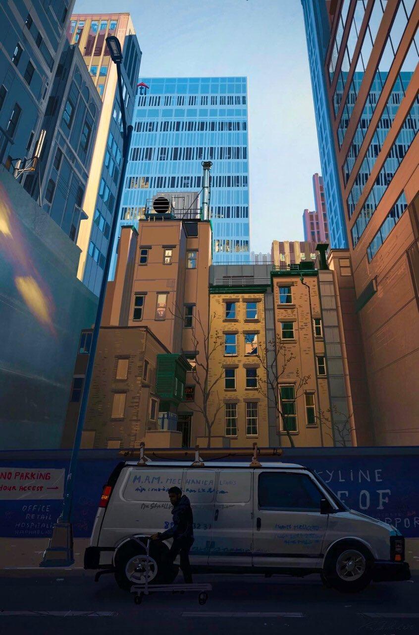 846x1280 Illustration City New York City Car Wallpaper:846x1280