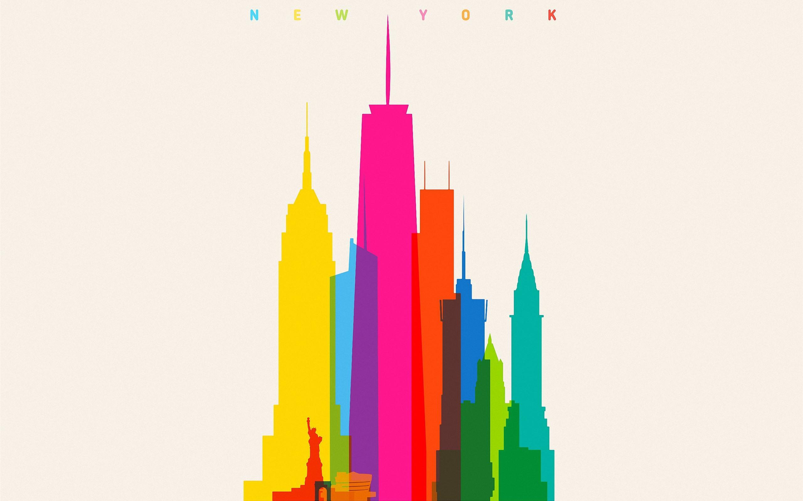 2560x1600 New York, City, Skyscrapers, Colorful, Vector Picture 828x1792 IPhone 11 XR Wallpaper, Background, Picture, Image