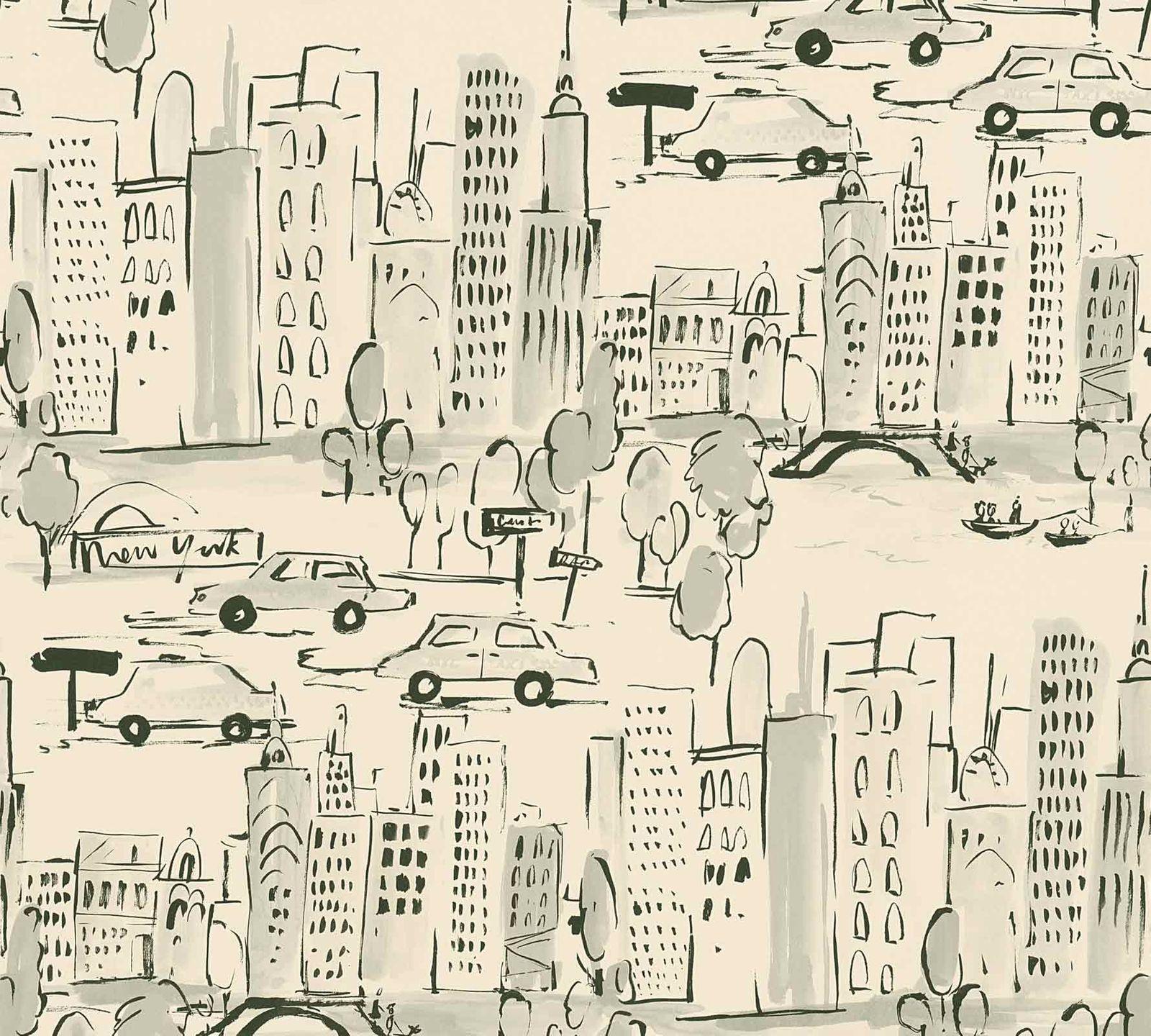 1600x1440 Kids Wallpaper New York City Beige Grey 36753 2