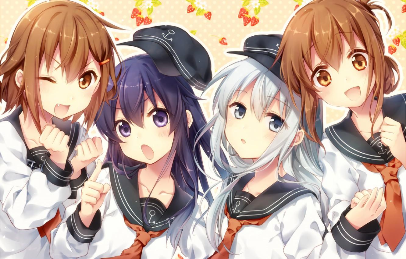 1332x850 Wallpaper girl, anime, beautiful, attractive, handsome, Haifuri, High School Fleet, sailor uniform image for desktop, section сёнэн