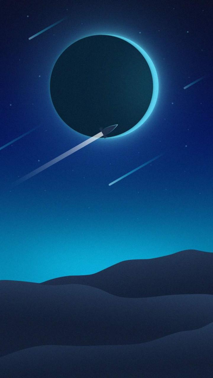 720x1280 Moon Eclipse Minimalist moon light rocket Mobile Wallpaper