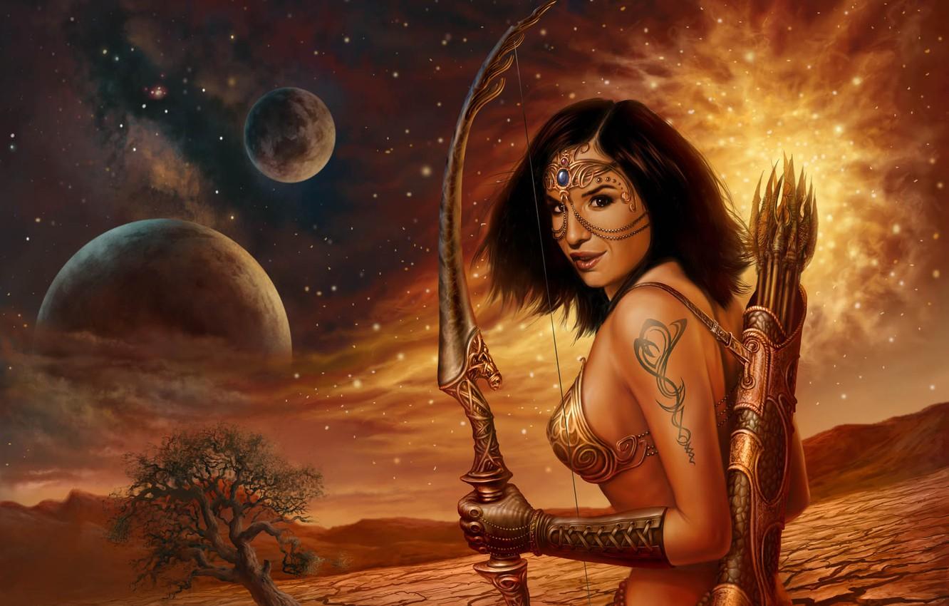 1332x850 Wallpaper girl, fantasy, warrior image for desktop, section фантастика