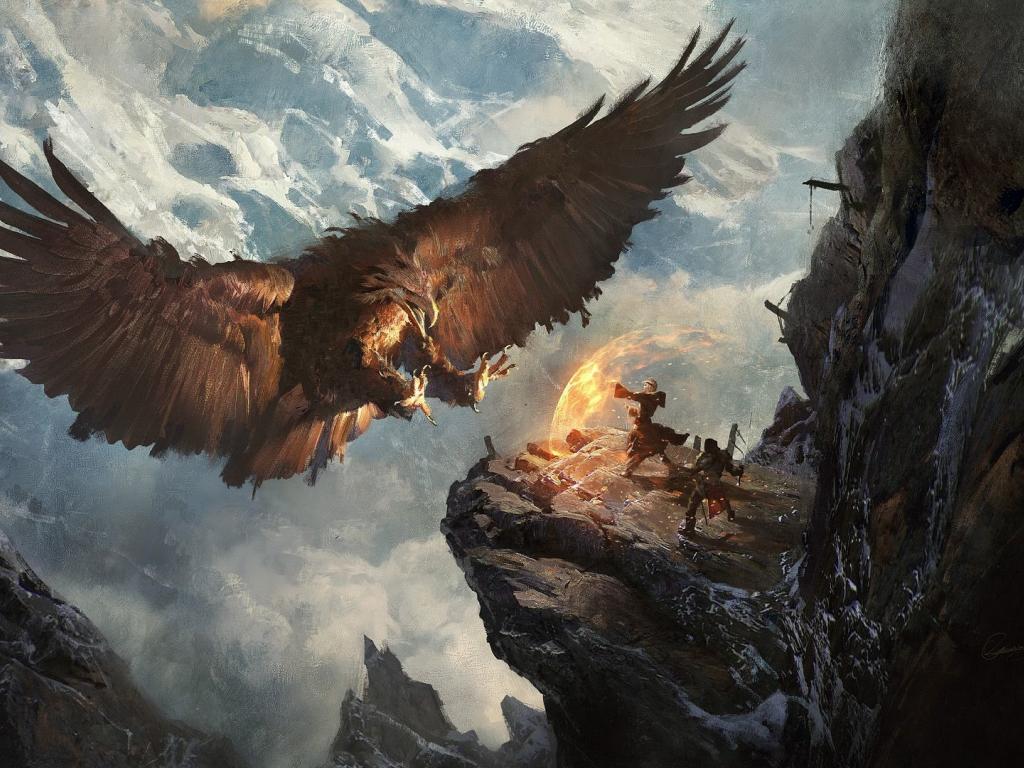 1024x768 Desktop wallpaper eagle, fantasy, warrior, art, HD image, picture, background, fce1a0