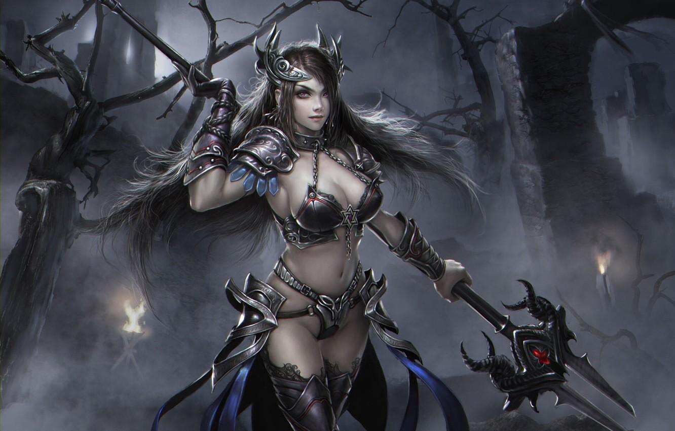 1332x850 Wallpaper girl, warrior, fantasy, art image for desktop, section сэйнэн