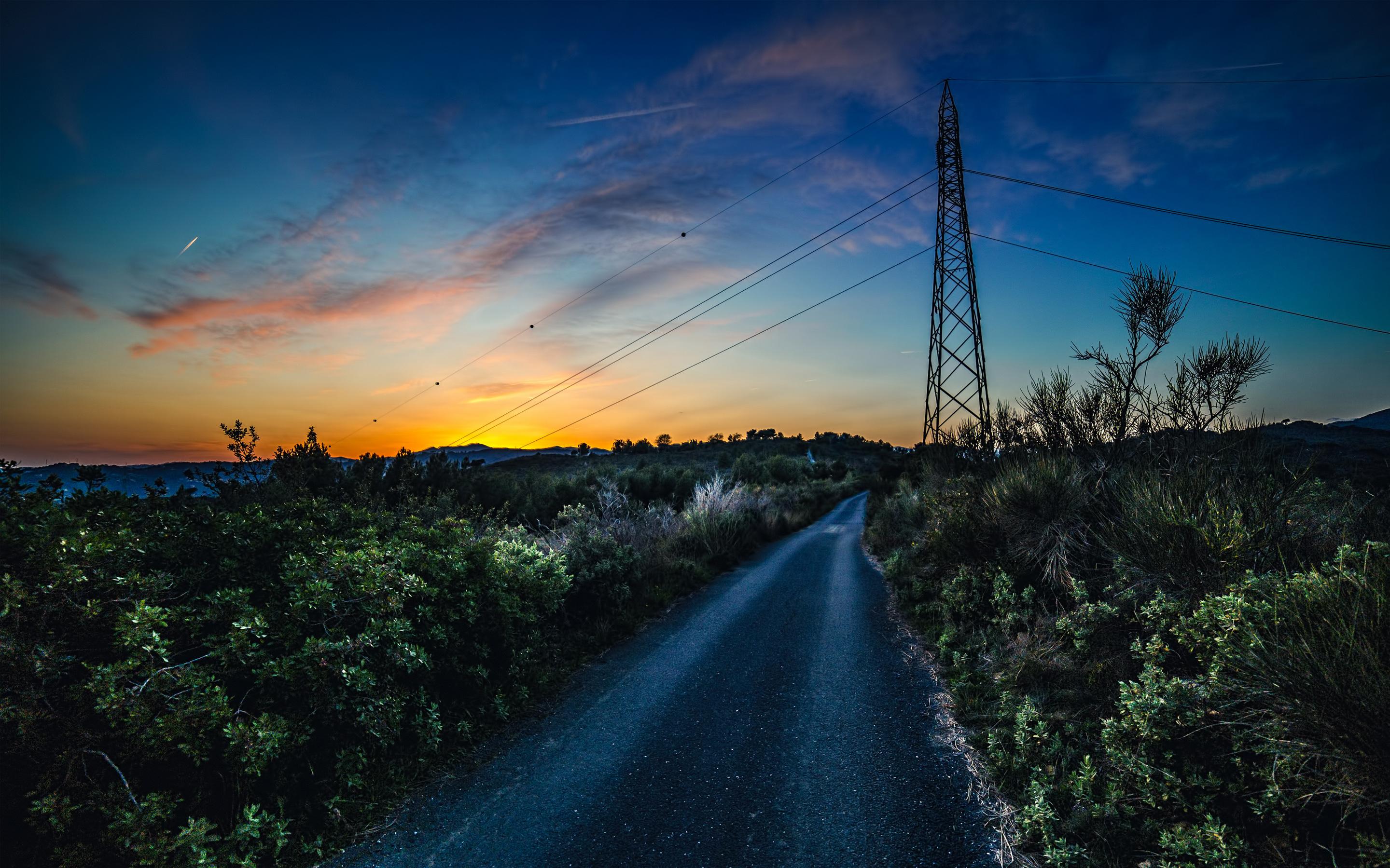 2880x1800 Twilight Road HD Wallpaper