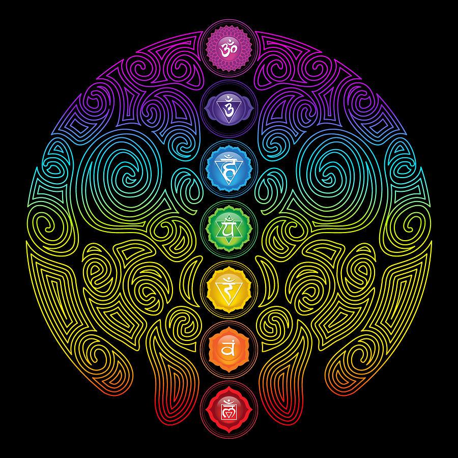 900x900 Chakra Symbols Tree ChakraC Digital Art