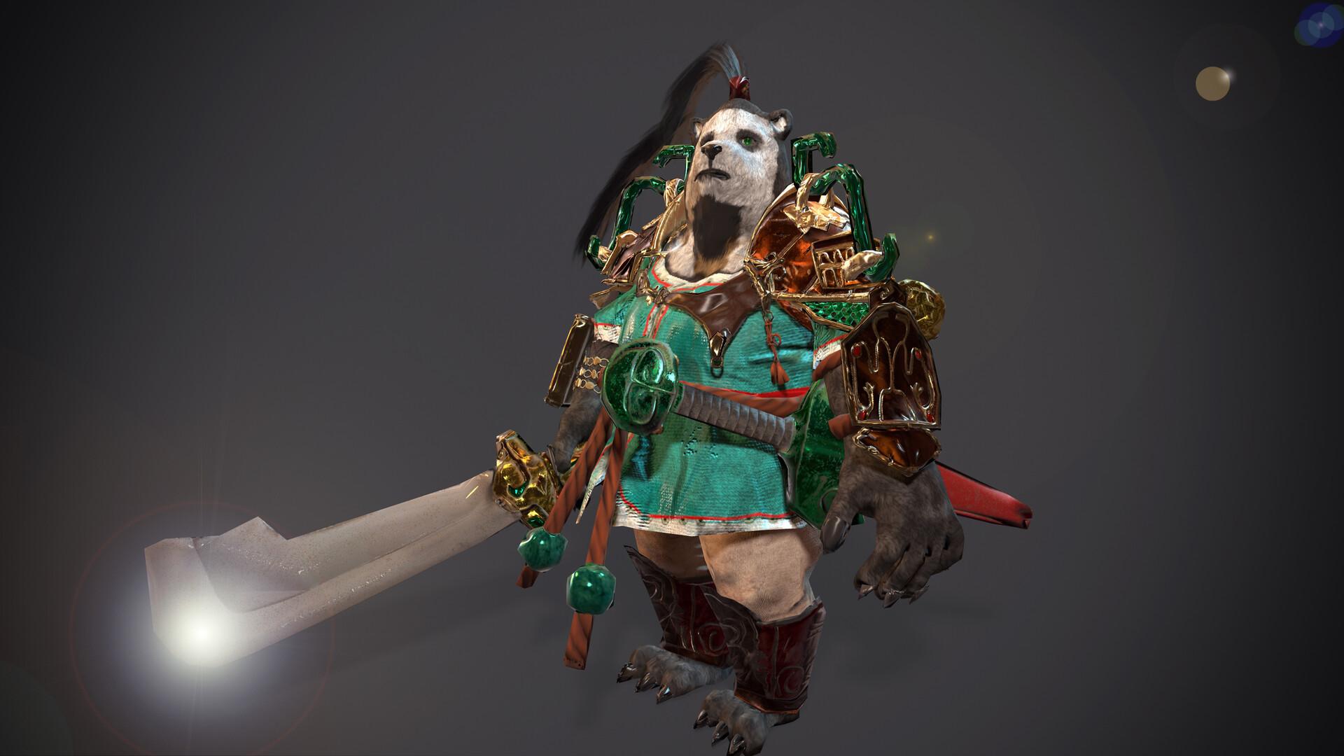 1920x1080 Samurai Panda Game Character, Charles Gambamba