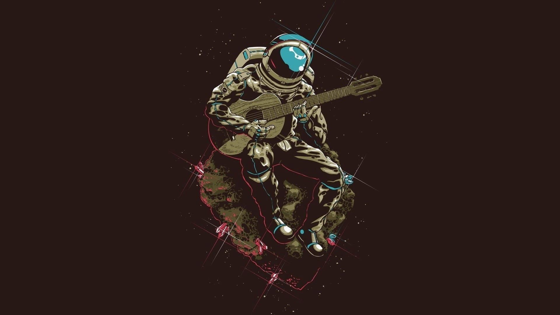 1920x1080 Man playing guitar painting, artwork, astronaut, minimalism, indoors • Wallpaper For You HD Wallpaper For Desktop & Mobile