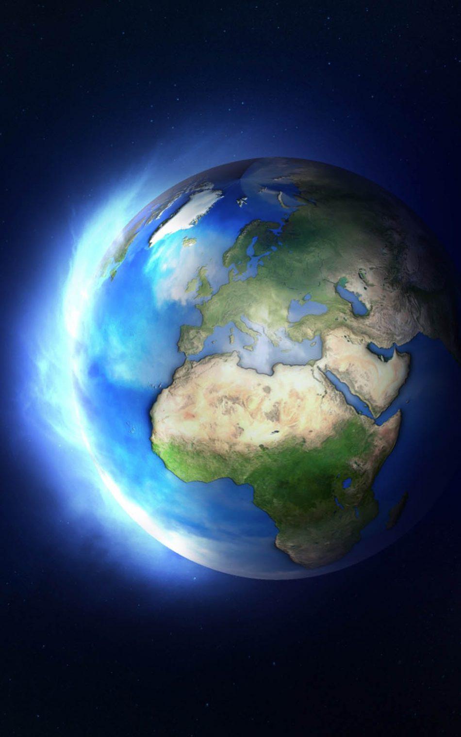 950x1520 Glowing Earth 4K Ultra HD Mobile Wallpaper