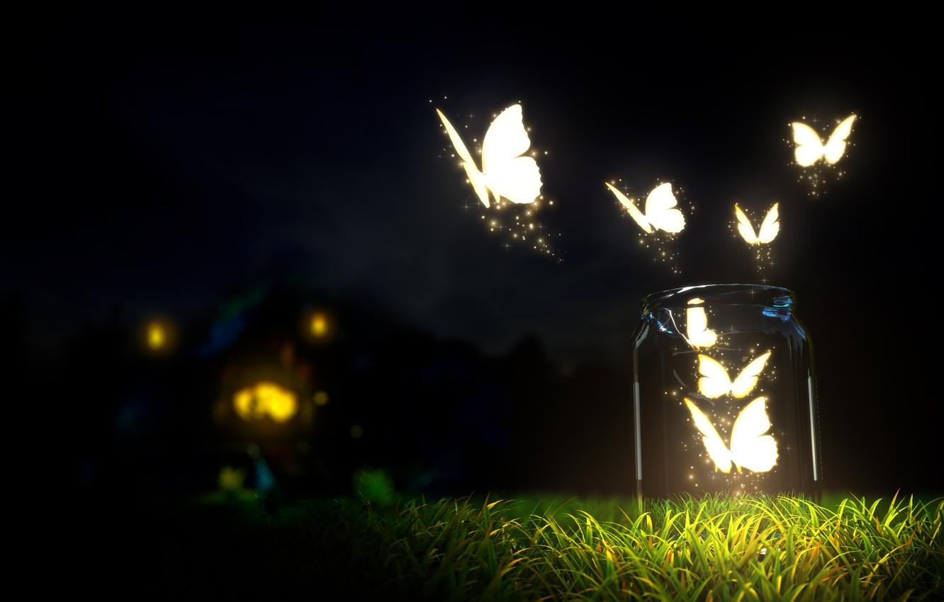 1332x850 Wallpaper macro, night, nature, earth, blur, bottle, grass, grass, nature, beautiful, night, beautiful, macro, blur, dark sky, glowing image for desktop, section животные