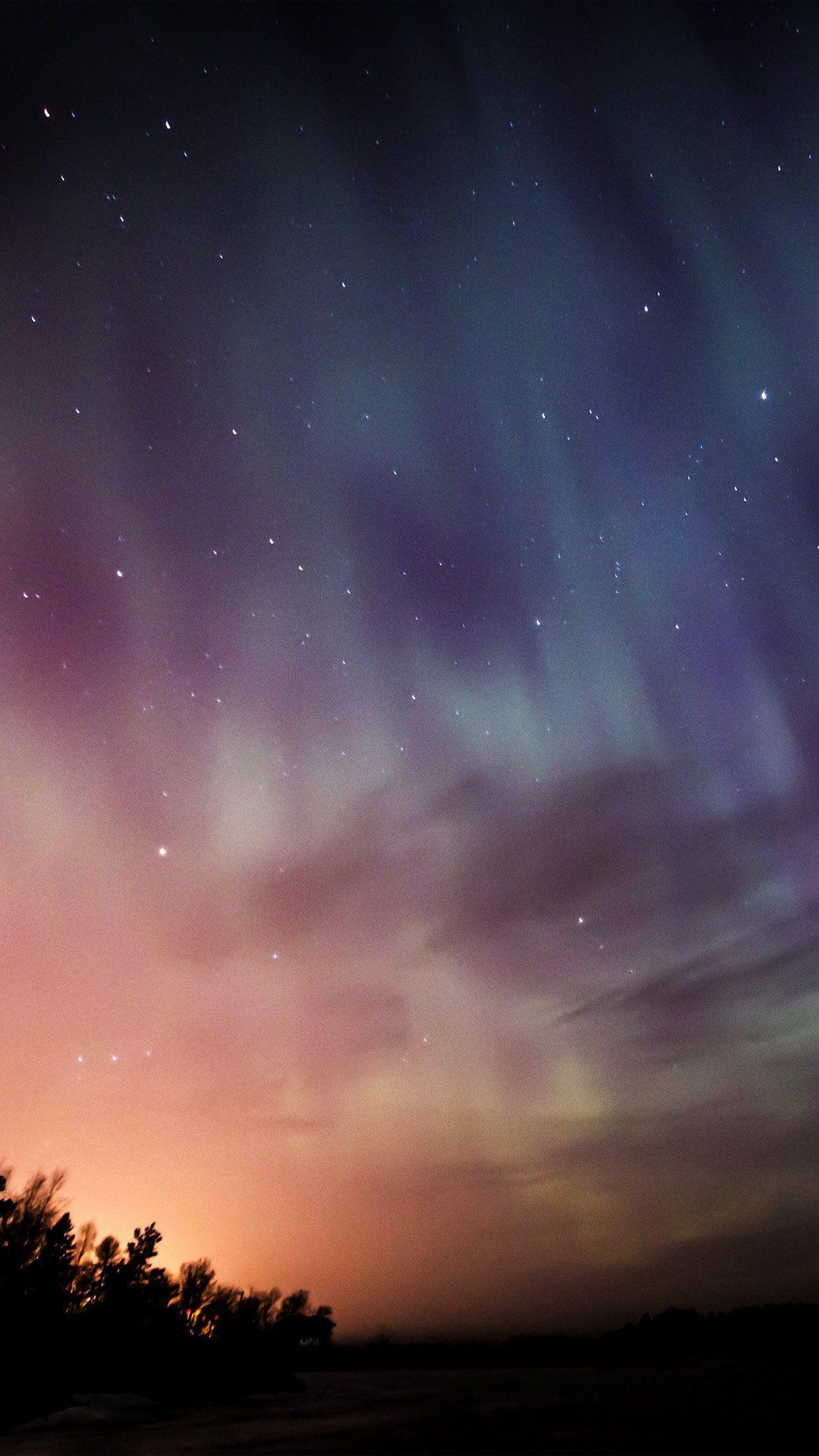 1242x2208 iPhone Wallpaper England Beautiful Sky Aurora Night Stars Wonderful