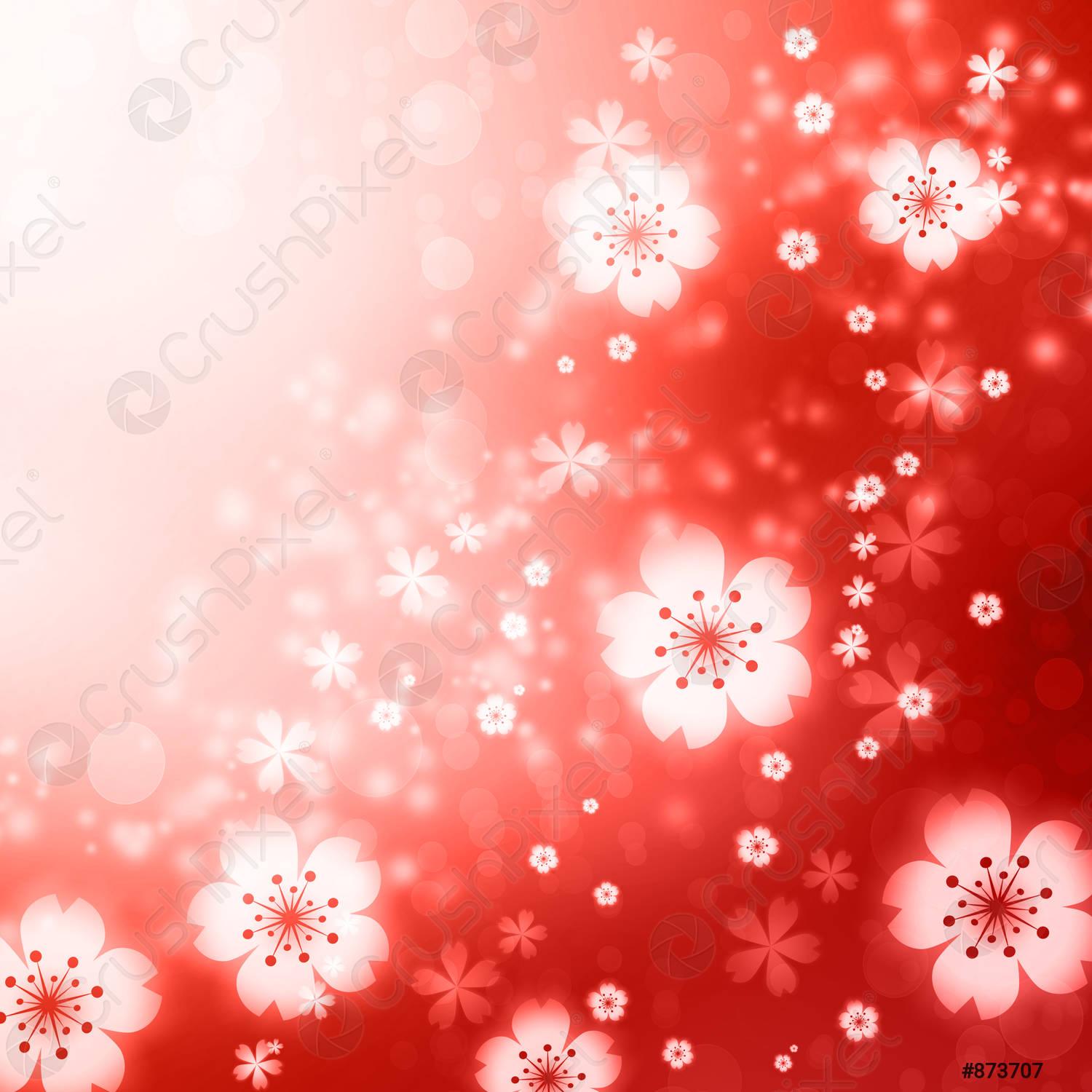 1500x1500 Red Cherry blossoms background