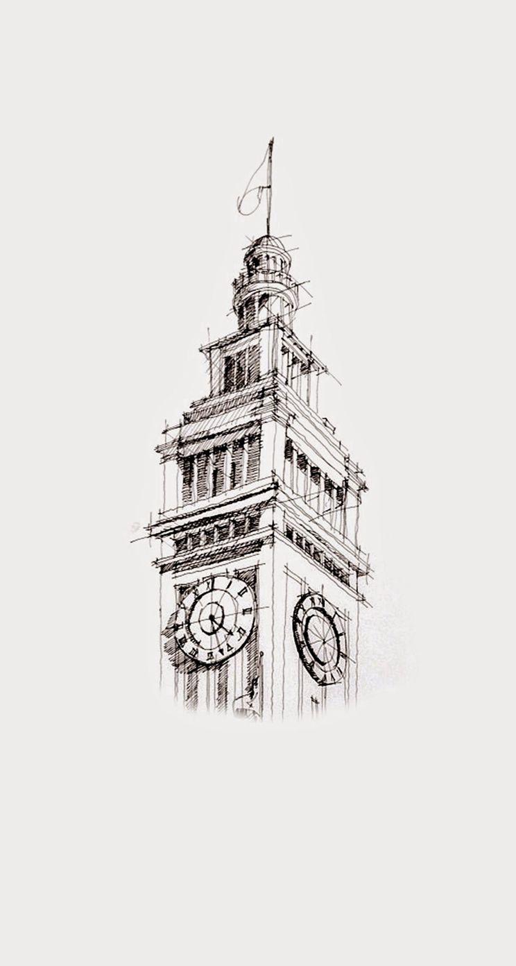 744x1392 England Big Ben Sketch Art Drawn iPhone se Wallpaper Download