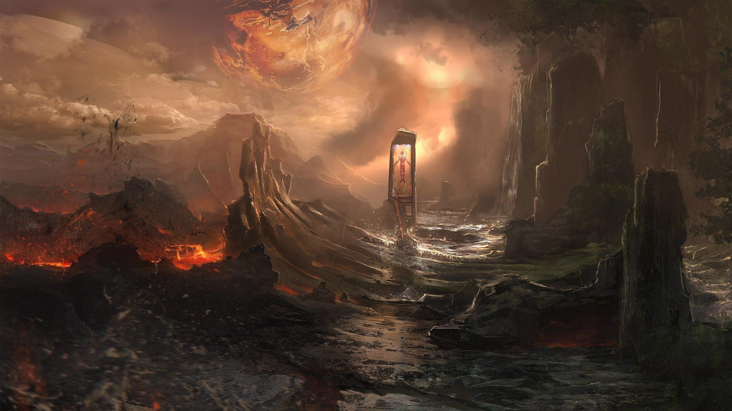 2560x1440 Wallpaper video game digital wallpaper, artwork, fantasy art, lava, planet • Wallpaper For You HD Wallpaper For Desktop & Mobile