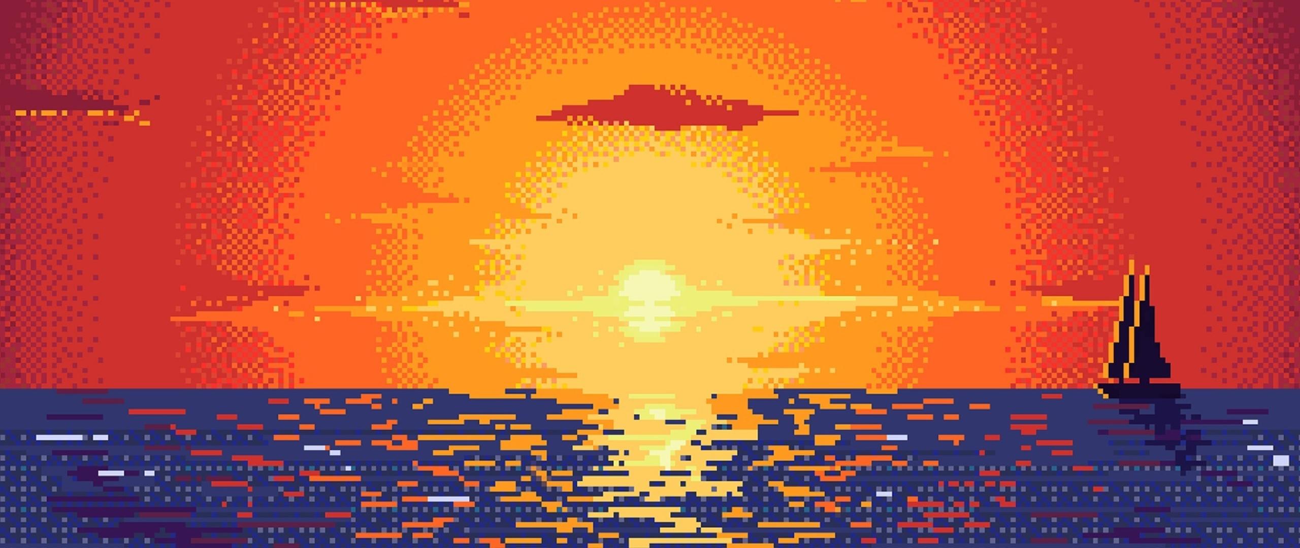 Pixel Sunset Wallpapers Top Free Pixel Sunset Backgrounds Wallpaperaccess