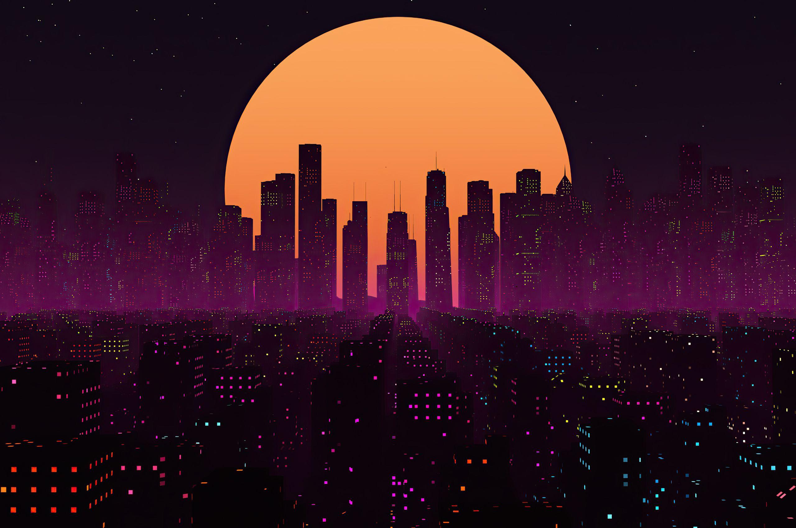 2560x1700 Pixel City Wallpaper