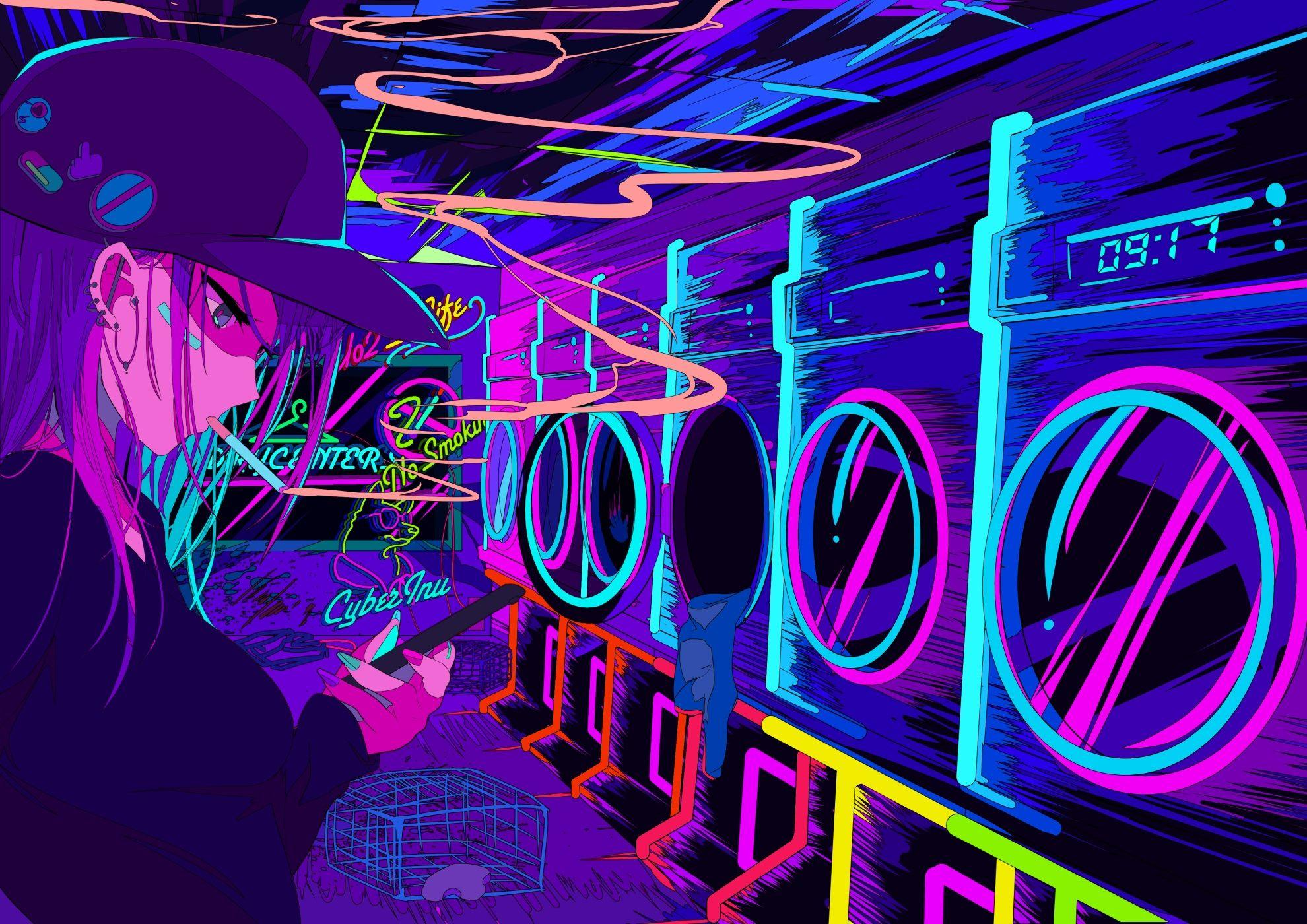 Wallpaper 4k Anime Girl City Night Neon Cyberpunk Wallpaper