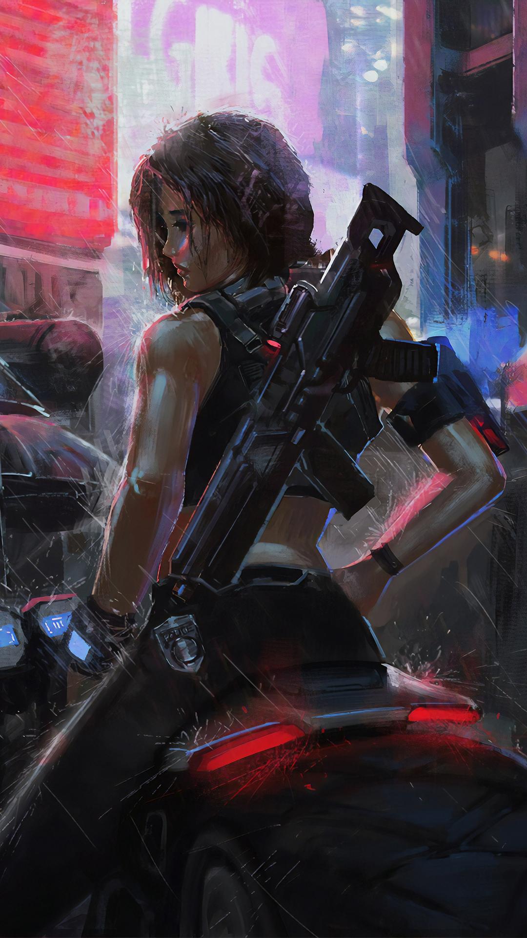 1080x1920 1080x1920 neon, anime girl, rain, hd, anime, for iPhone 8 wallpaper