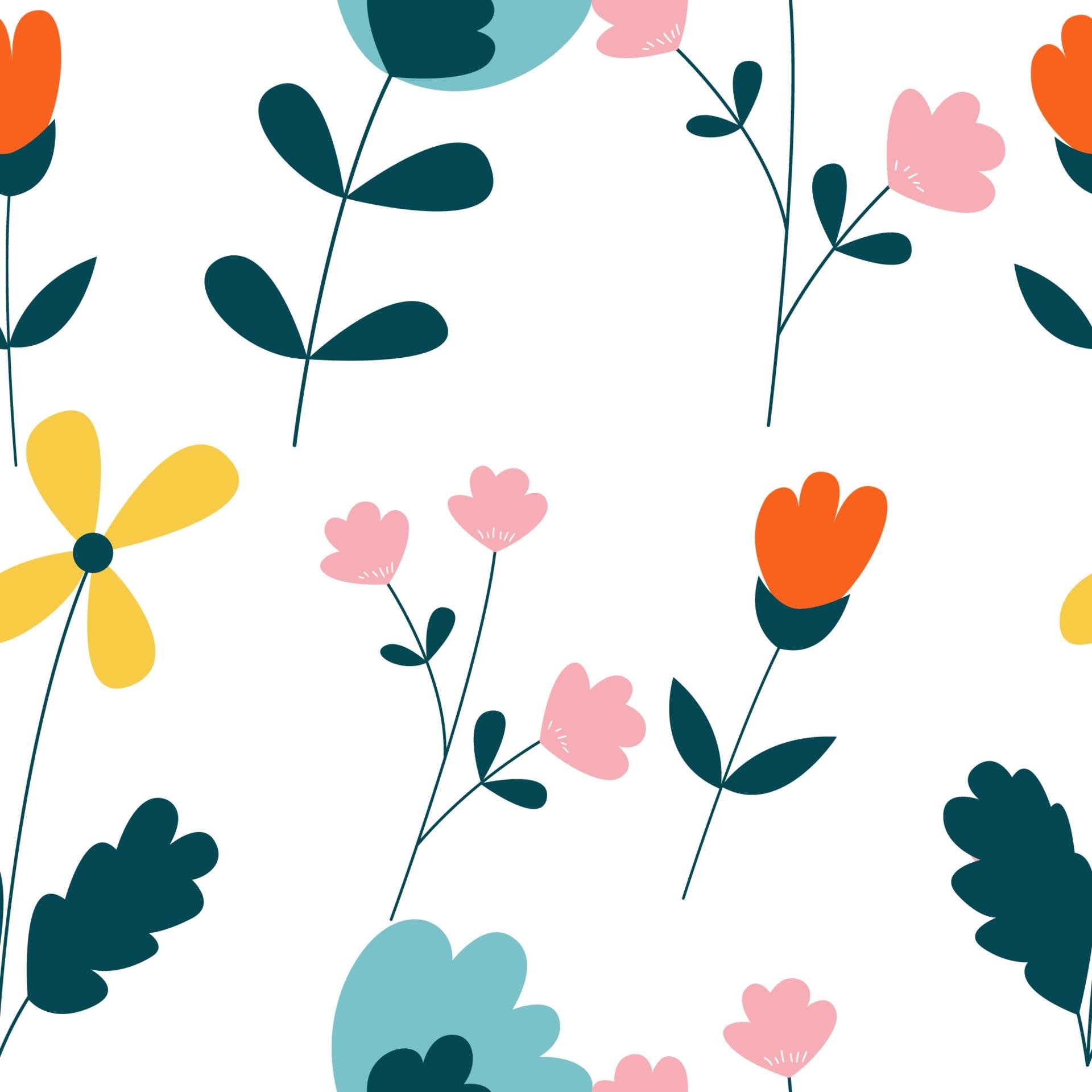 1920x1920 Vector floral flower seamless pattern design. Can be used for wallpaper, background, scrapbook, and another creative project