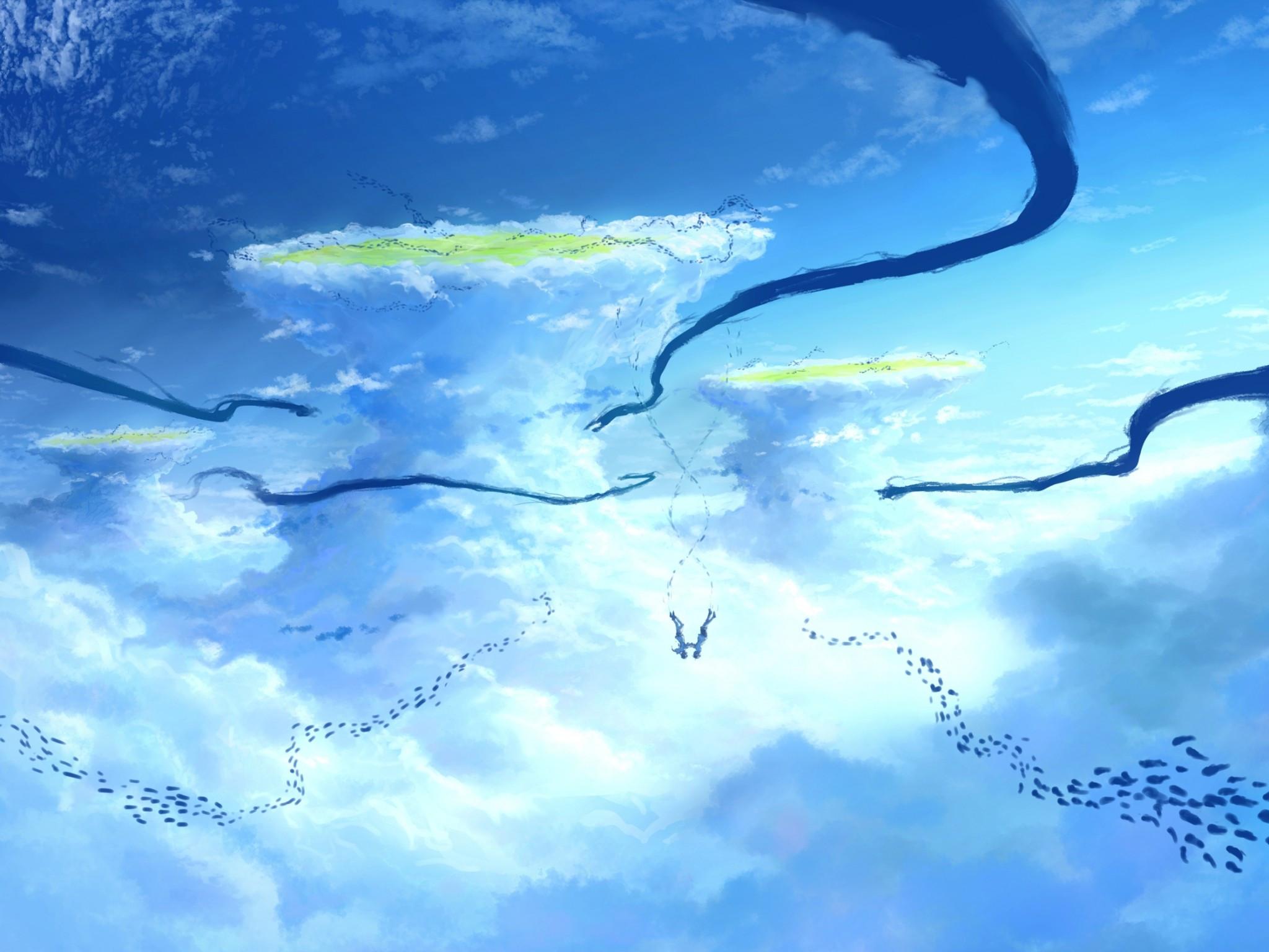 2048x1536 Download 2048x1536 Hodaka Morishima, Hina Amano, Tenki No Ko, Falling Down, Anime Landscape, Beyond The Clouds Wallpaper for Ainol Novo 9 Spark