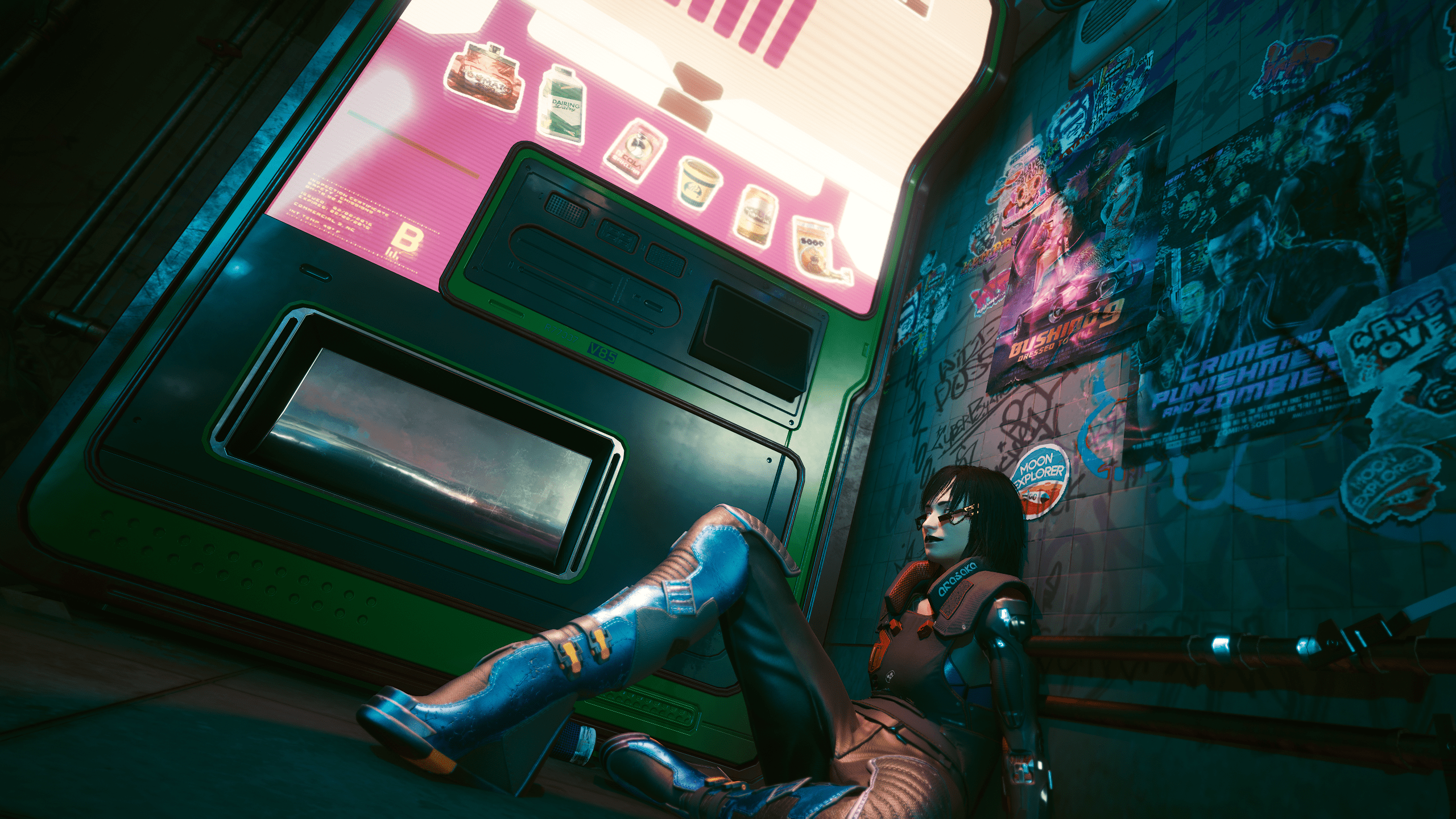 2560x1440 Over 100 hours in and only now am I meeting Brendan the vending machine; love how this game has something around every corner in its dense world.: LowSodiumCyberpunk