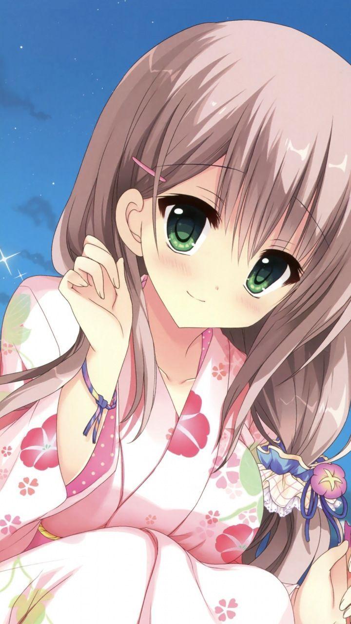 720x1280 Cute anime girl, outdoor, green eyes, 720x1280 wallpaper. Anime