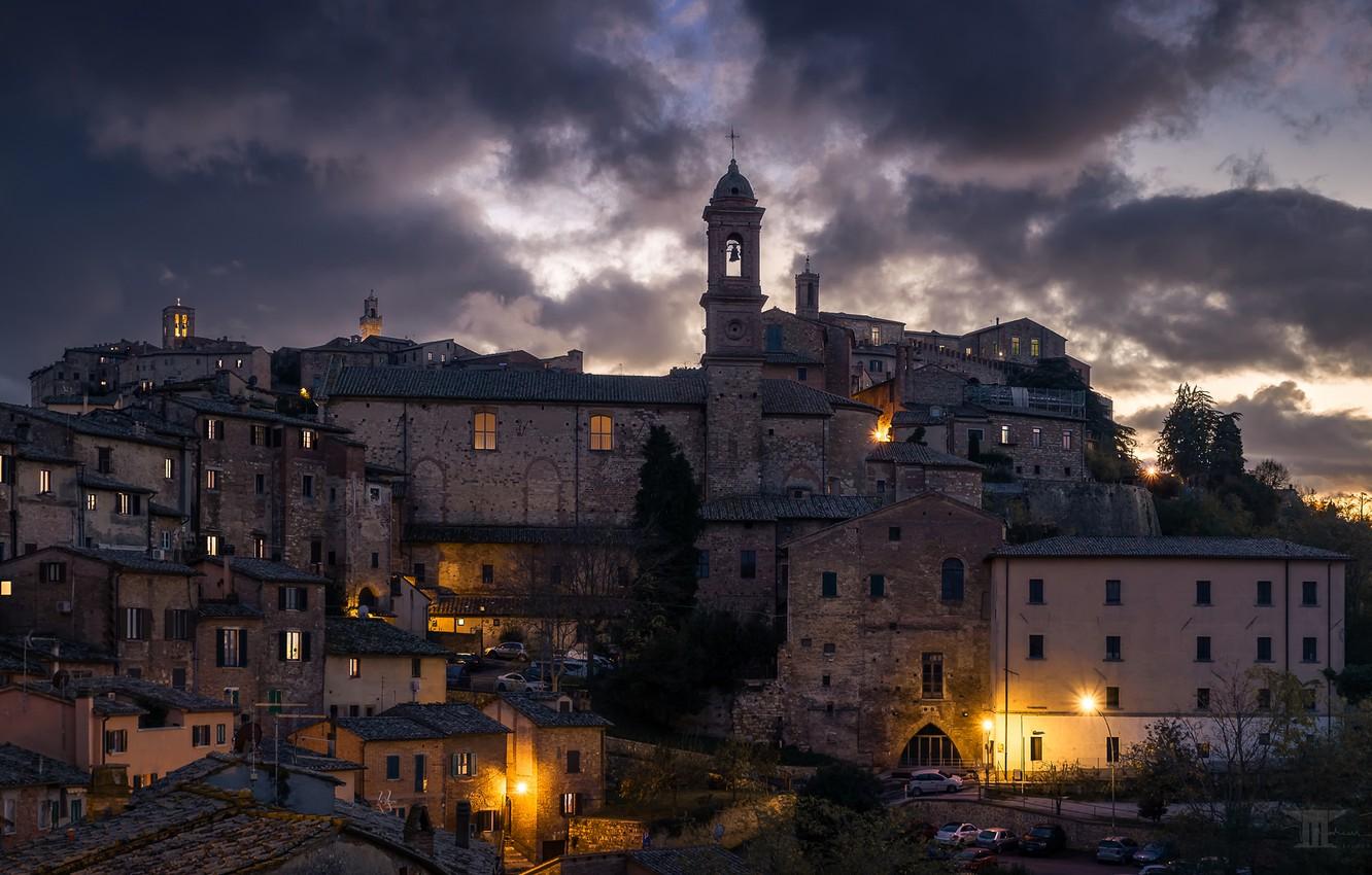 1332x850 Wallpaper Montepulciano, Clouds, Italien, Church image for desktop, section город
